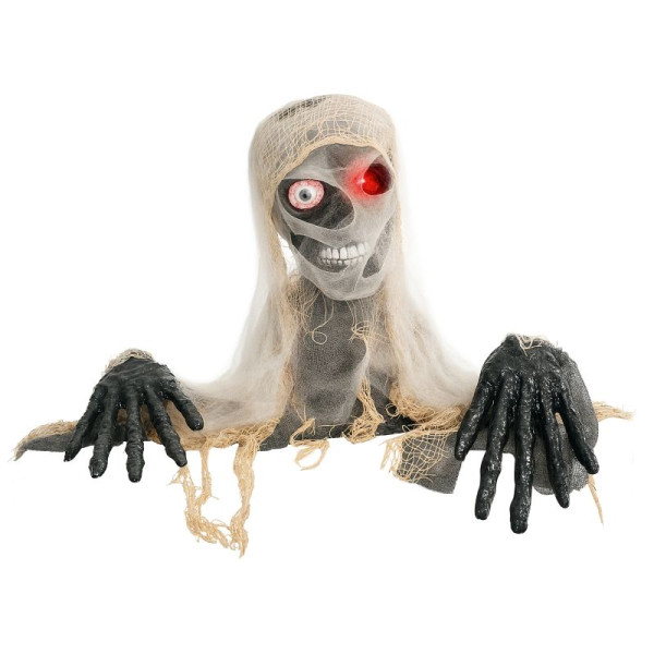 HOMCOM Halloweendekoration, einäugige Mumie, biegsame Arme, leuchtende Augen, gruseliges Heulen, 55x18x35 cm, 844-853V00BN