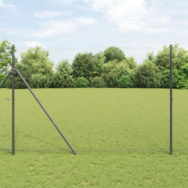 vidaXL Sechseckzaun Grau 1.6x50 m Stahl, Abmessungen: 5000 x 160 x 0.07 cm (L x B x H), 42005585