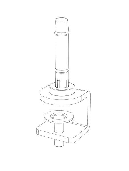 Deskin Befestigungsklemmen zu Tischtrennwänden LUNA H 387, Metall, weiß eloxiert, VE = 2 Stück, 349257