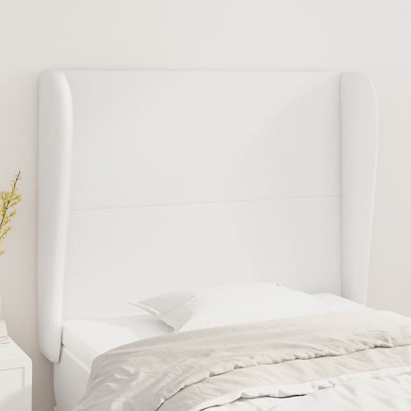 vidaXL Kopfteil mit Ohren Weiß 93x23x118/128 cm Kunstleder, 3117755
