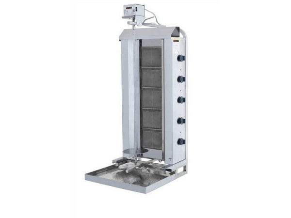 SGS Gastro Gas Dönergrill mit Motor oben, Gyrosgrill 5 Brenner Beweglich, max. 80 kg, inkl. Flügeltüren, DS240