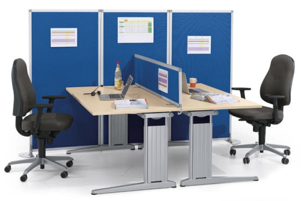 Deskin Stellwand MIAMI PLUS, schallabsorbierend, Klaracrylglas, Stoff mit Akustikschutz, blau, H 1600 x B 1210 x T 40 mm, 280030