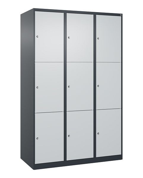 C+P Schließfachschrank Classic PLUS, 3 Abteile mit je 3 Fächern, 1850x1200x500mm, 7016/7035, 080000-323 S10011