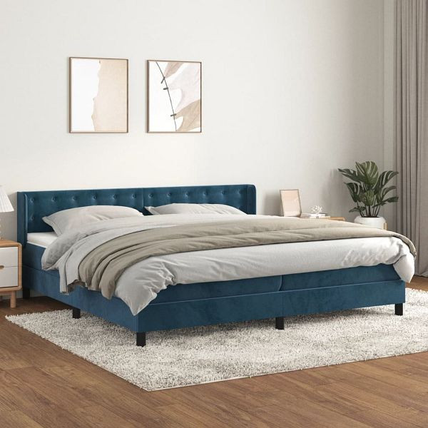 vidaXL Boxspringbett mit Matratze Dunkelblau 200x200 cm Samt, 3131223