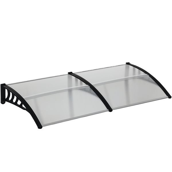 Outsunny Türüberdachung, Schutz vor Regen, Wind und Hagel, Polycarbonat, Aluminium-Verbindungstangen, 200 x 96 x 27 cm, Schwarz, B70-058V02CR