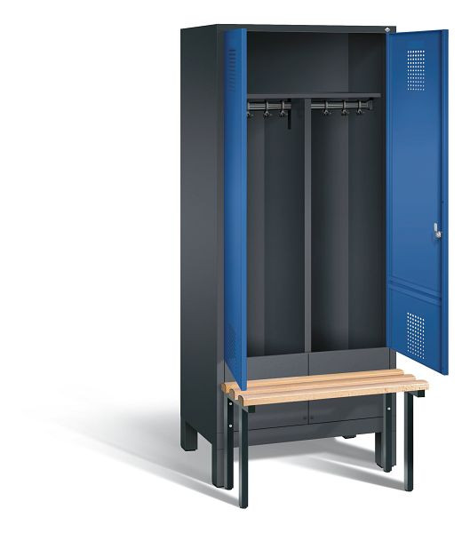 C+P Schwarz-Weiss-Spind Evolo, H1850xB810xT815mm, Farbe: Schwarzgrau / Enzianblau, 48032-22 S10014