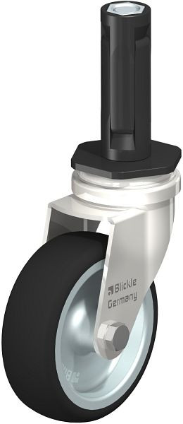 Blickle LRXA-PATH 75G-EXR02 Edelstahl-Apparate-Lenkrolle mit Expander, Thermoplastisches Polyurethan, Grau, 853357