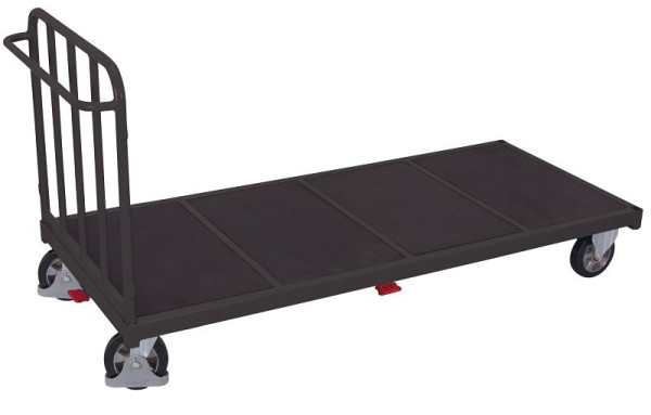 VARIOfit Stirnwandwagen mit senkrechten Streben, Ladefläche: 1.345 x 880 mm, RAL 7016 anthrazitgrau, Radsatz: Bereifung aus Elastikvollgummi, sw-1302/AG