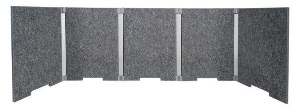 Deskin Tischtrennwand SIENNA faltbar, 5-flügelig, grau, B 2000 x H 500 x T 19 mm, 329777