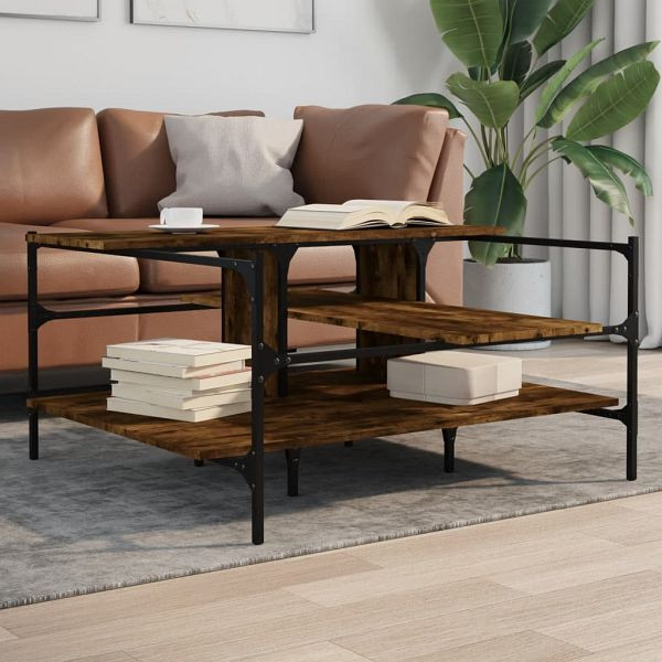 vidaXL Couchtisch Räuchereiche 100x100x48,5 cm Holzwerkstoff, 842313
