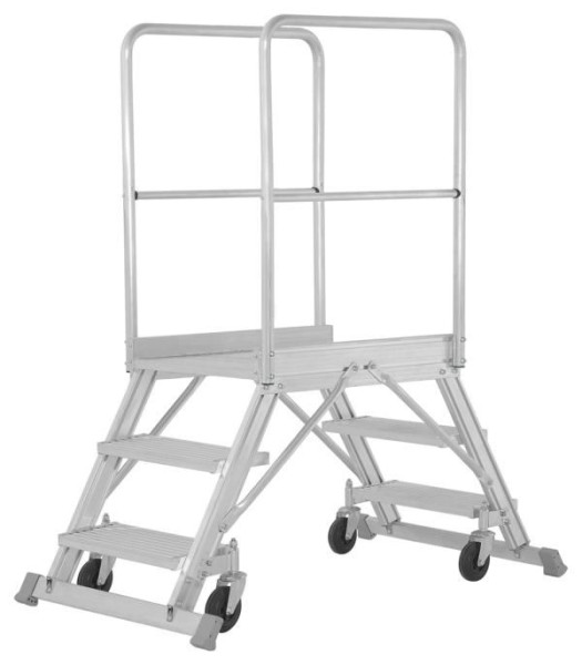 HYMER Podesttreppe fahrbar, einseitig begehbar nach DIN EN 131-7, 2x3 Stufen, Standhöhe 0,73 m, 688903