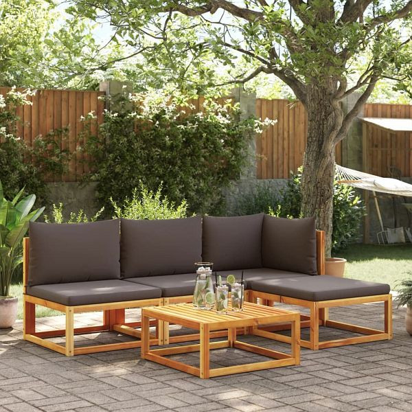 vidaXL 5-tlg. Garten-Sofagarnitur mit Kissen Massivholz Akazie, 3278825