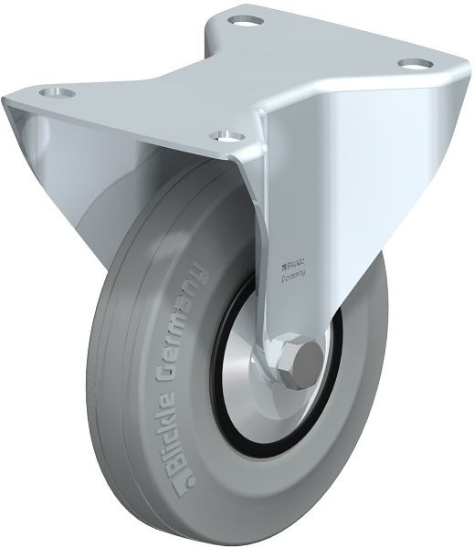 Blickle B-VPP 140R-SG-FA Stahlblech-Bockrolle, mittelschwere Ausführung, mit Anschraubplatte, Vollgummi, Schwarz, 697383