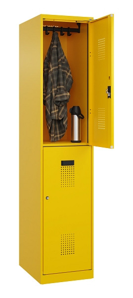 C+P Doppelstöckiger Spind Evolo PLUS, 2 Fächer, 1850x400x500mm, 1023/1023, Zylinderschloss, 049300-12 S10049