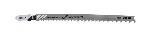 Bosch Stichsägeblatt T 345 XF Progressor for Wood and Metal, 5er-Pack, VE: 10 Stück, 2608634994