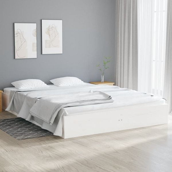 vidaXL Massivholzbett Weiß 140x190 cm, Kiefer, Top-Qualität, 820083