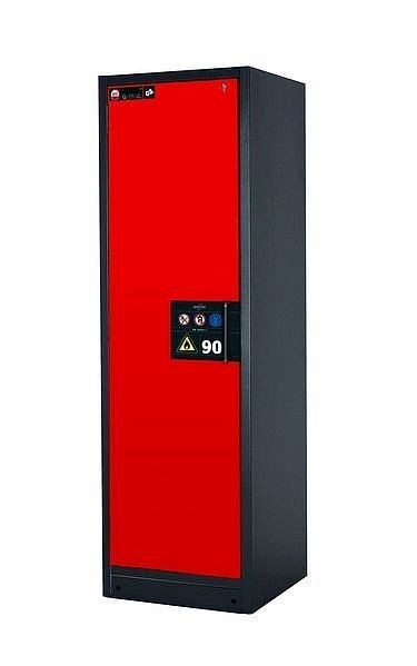 asecos Sicherheitsschrank Q-CLASSIC-90, Q90.195.060 in verkehrsrot RAL 3020 mit 5x Auszugswanne Standard (Edelstahl), 30072-046-30094