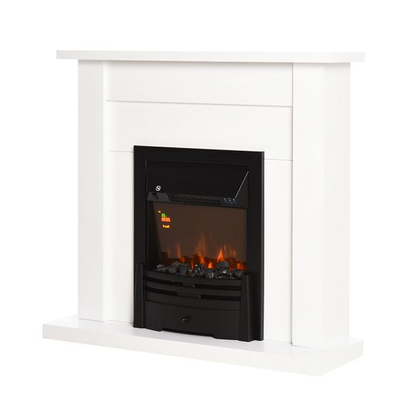 HOMCOM Elektrischer Kamin, 2 Leistungsstufen, Fernbedienung, Timer, realistischer Flammeneffekt, Schwarz+Weiß, 820-176V90