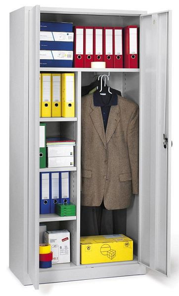 Deskin Stahl-Garderobenschrank mit Flügeltüren-extra Tief, Desinfektionsmittel beständig, B 920 x H 1950 x T 500 mm, 130365