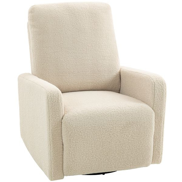 HOMCOM Recliner-Sessel, Entspannungssessel mit Fleece-Bezug, verstellbare Rückenlehne, Polstersessel, Stahl, Beige, 83B-586V00BG
