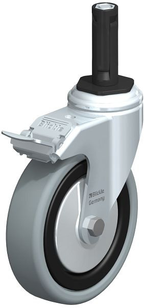 Blickle LKRA-VPA 126K-11-FI-FA-ER12 Apparate-Lenkrolle mit Expander & Feststeller, Vollgummi, Grau, 848383