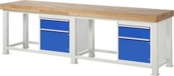 RAU Schwerlastwerkbank-4.500 kg Traglast, B3000xT700xH900xS100mm, 2xSchublade-VA, 2xTür, 13-SLW-C152A1-307B10S.11