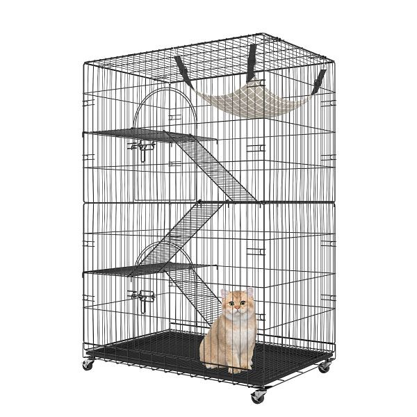VEVOR Katzenkäfig mit 4 Ebenen und 2 Türen 900x600x1330mm Kleintierkäfig aus Eisen, MBSTSCHS451INR1D7V0