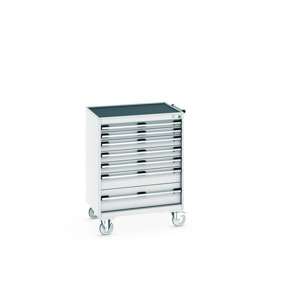 bott cubio Schubladenschrank mobil bestückt, mit 7 Schubladen, BxTxH: 800x650x1085mm, RAL 7035/7035, Lichtgrau, 40402065.16V