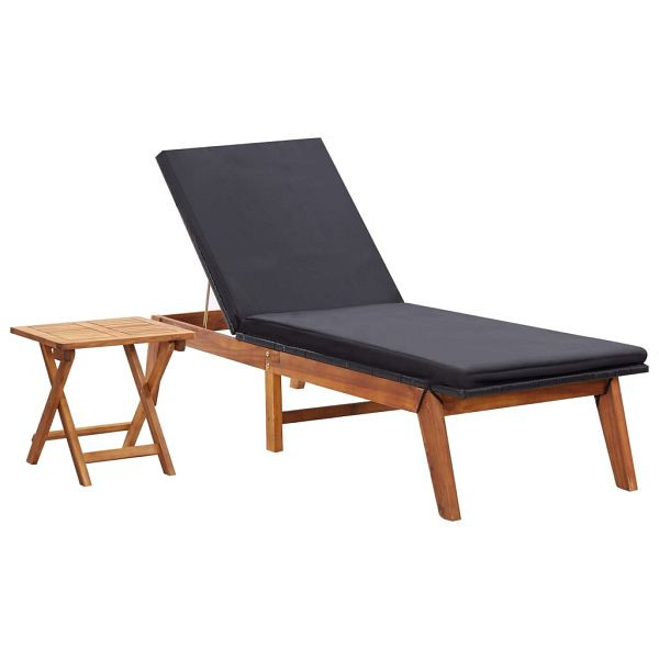vidaXL Sonnenliege mit Tisch Poly Rattan und Massivholz Akazie, 45991