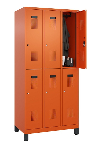 C+P Doppelstöckiger Spind Evolo PLUS, mit Füßen, 6 Fächer, 1950x900x500mm, 2004, Zylinderschloss, 049310-30 S10050
