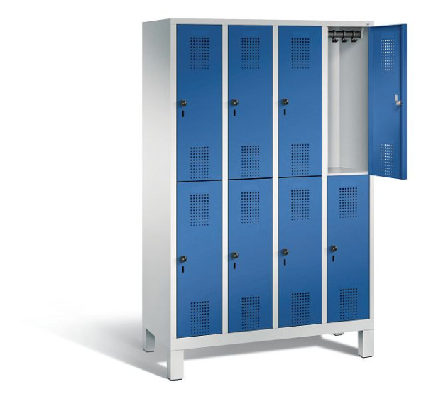 C+P Spind doppelstöckig Evolo, H1850xB1190xT500mm, Farbe: Lichtgrau / Enzianblau, 48310-40 S10192