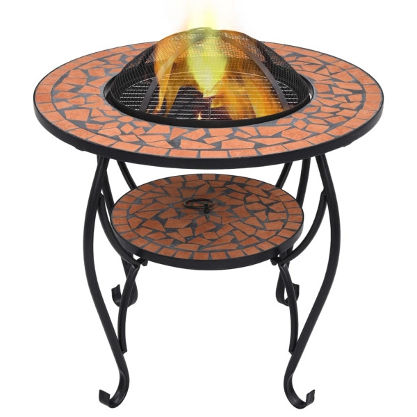 vidaXL Feuertisch Mosaik Keramik Terracotta 68 cm, 46723