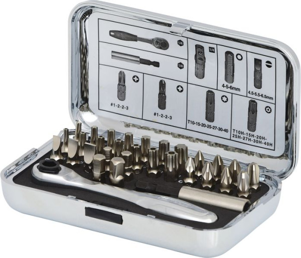 KS Tools 1/4" CHROMEplus Bit-Satz, 31-teilig, 918.4600, 4042146384459