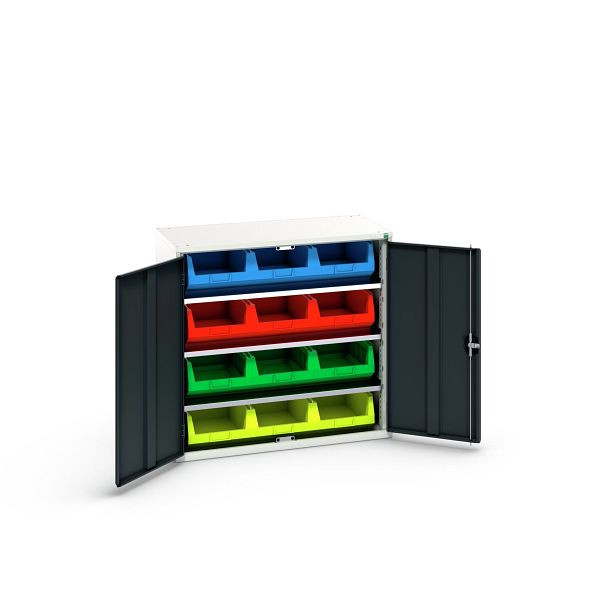 bott verso Magazinschrank, mit 3 Fachböden und 12 Sichtlagerkästen, BxTxH: 1050 x 550 x 1000 mm, Lichtgrau / Anthrazitgrau, 16926550.19
