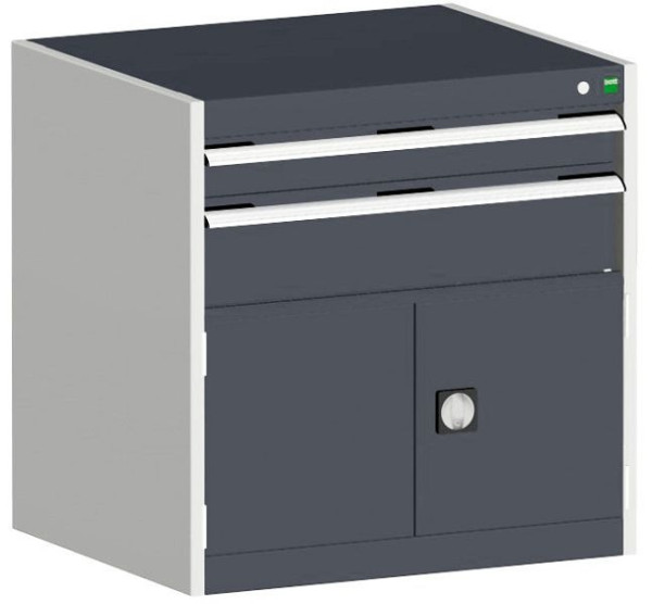bott cubio Schubladenschrank bestückt mit 2 Schubladen, Tür BxTxH: 800 x 750 x 800 mm, RAL 7035/7016, 40028097.19V