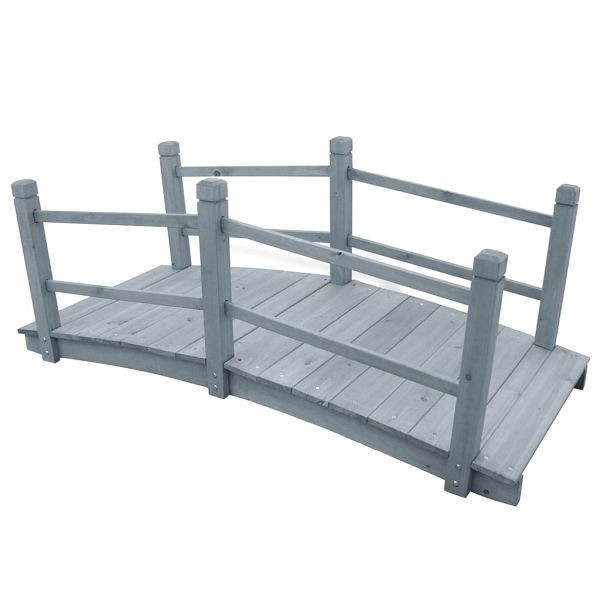 vidaXL Gartenbrücke Grau 140x60x56 cm Massivholz Tanne, 310040