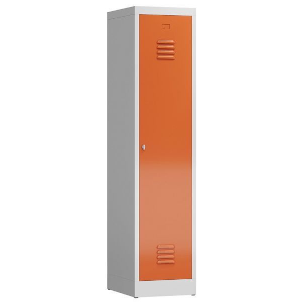 Lüllmann ClassiX Garderobenschrank, 1 Abteil mit S/W-Trennung, 1800 x 415 x 500 mm, lichtgrau/feuerrot, X-515114