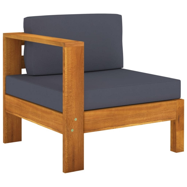 vidaXL Mittelsofa mit 1 Armlehne Dunkelgrau Massivholz Akazie, 310641