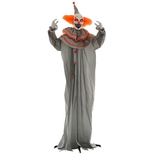 HOMCOM Halloweendekoration Clown, biegsame Arme, aktiviert durch Berührung/Geräusche, leuchtende Augen, 844-872V00GY