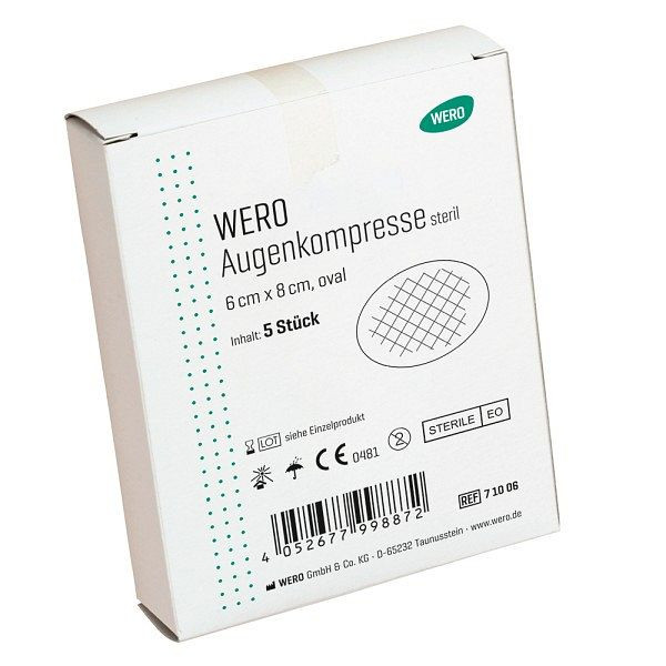 WERO Augenkompresse oval, 6 x 8 cm, steril, nach DIN 61640-A, VE: 5 Stück, 71006