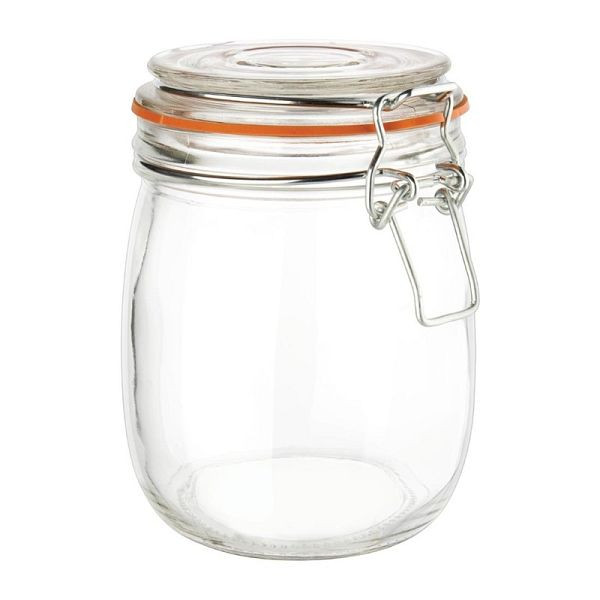 Vogue Einmachglas 0,5L, mit Gummiring und Metallclipp, um einen luftdichten Verschluss zu gewährleisten, P490
