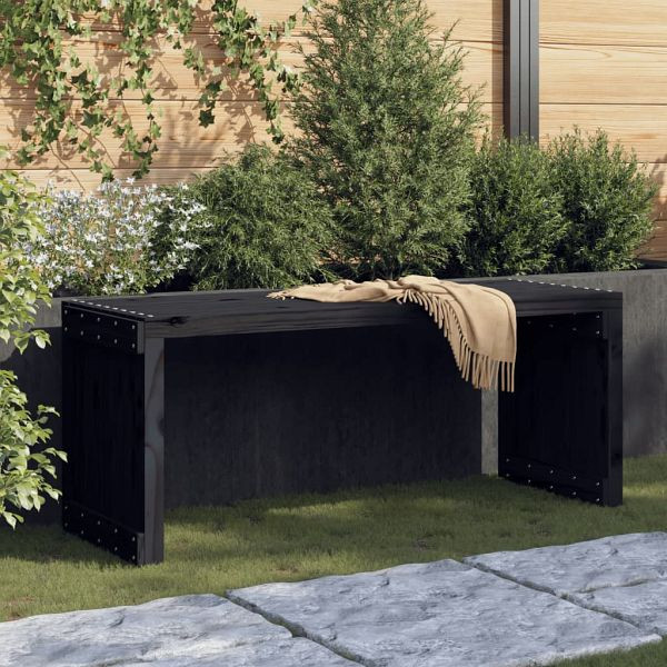 vidaXL Gartenbank Ausziehbar Schwarz 212,5x40,5x45cm Massivholz Kiefer, 832527
