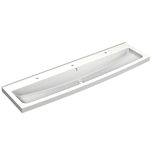 KWC Reihenwaschplatz, SOLX, MIRANIT, alpinweiß, 1800x170x480 mm, 3 Hahnlöcher, 2030000238
