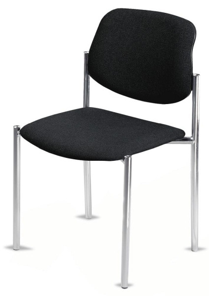 Deskin Besucherstuhl FLORA I, 4-Fuß Gestell verchromt, Bezug Stoff Basic, Farbe schwarz, 134251