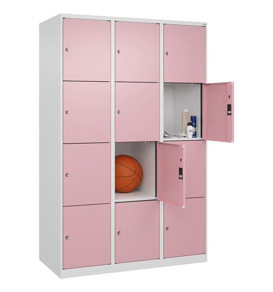 C+P Schließfachschrank Evolo PLUS, 12 Fächer, 1850x1200x500mm, 9016/3015, Abteile 3, Abteilbreite 400 mm, 049000-324 S10018