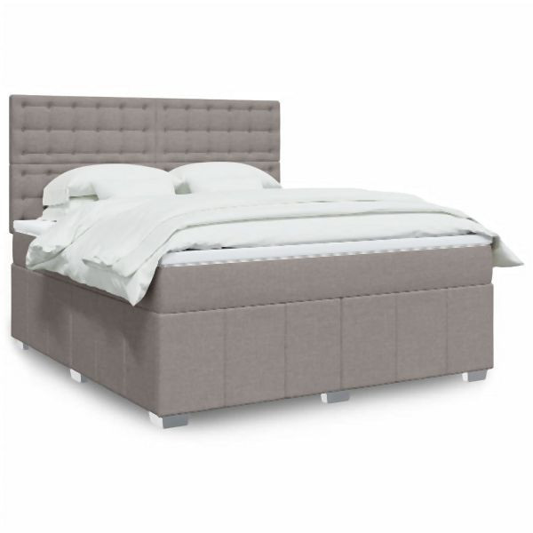 vidaXL Boxspringbett mit Matratze Taupe 180x200 cm Stoff, 3294065
