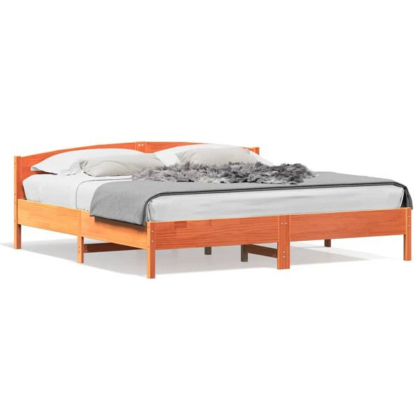 vidaXL Massivholzbett mit Kopfteil Wachsbraun 180x200 cm Kiefer, 3216193