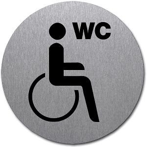 Moedel Piktogramm WC Behinderte/barrierefrei, Edelstahl, selbstklebend, Ø 50 mm, 52489