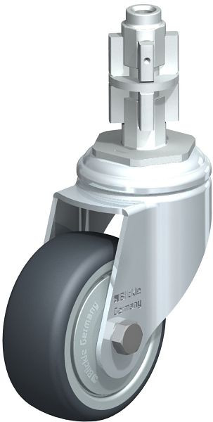 Blickle LKRA-TPA 80K-11-FK-E14 Apparate-Lenkrolle mit Expander, Thermoplastisches Gummi-Elastomer, Grau, 633305