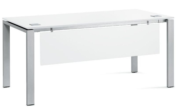 Deskin Schreibtisch 4-Fuß Basic EVO, Dekor weiß, Gestell Alusilber RAL 9006, B 1800 x T 800 x H 730 mm, 280667